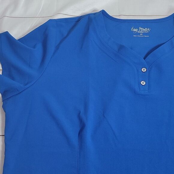 Womens Easy Stretch By Butter Soft Scrub Top Royal Blue Plus Size 2X - Picture 4 of 6